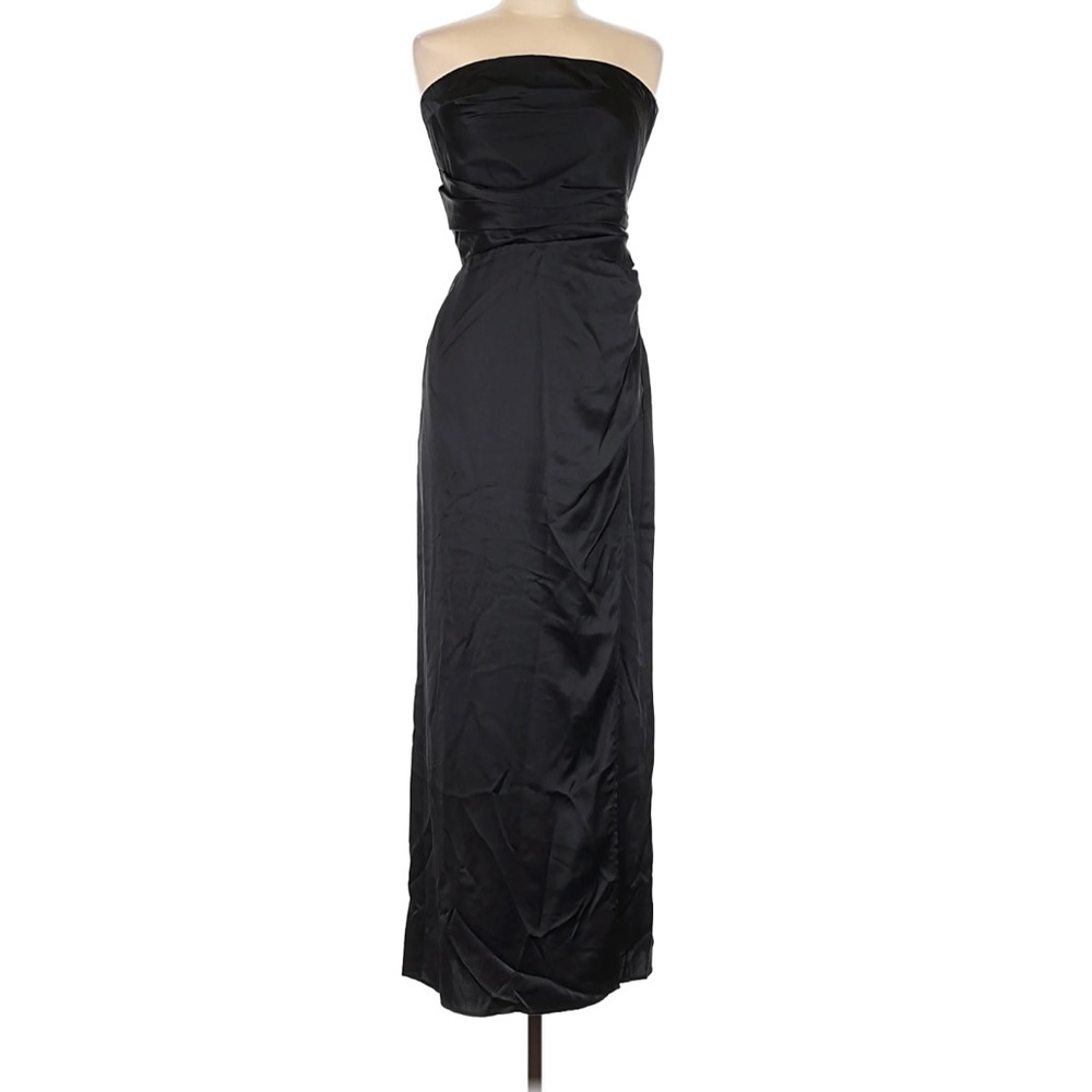 Reformation Barrow Black Strapless Silk Maxi Dress Size 8 - Picture 2 of 5